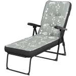 Outsunny Outdoor Lounge Chair with Padded Cushion, Folding Reclining Patio Garden Chair with Recline Back, Footrest, for Poolside, Patio, Grey