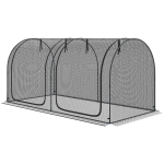 Outsunny 8' x 4' Crop Cage, Garden Plant Protector, with 2 Zippered Doors and 6 Ground Stakes, for Garden, Yard, Lawn, Black
