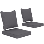 Outsunny Seat Cushion Back Pillows Replacement Set of 2, Patio Chair Cushions Set for Indoor Outdoor, Dark Grey