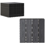 Outsunny WPC Interlocking Deck Tiles, 11 Pack 12" x 12" Outdoor Tiles, Tools Free Assembly, Waterproof and Non-slip Patio Flooring, Grey