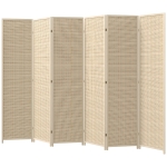 HOMCOM Woven Bamboo Room Divider, 6 Panel Folding Indoor Privacy Screens for Home Office, Natural Wood
