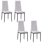HOMCOM High Back Dining Chairs, Modern Upholstered Linen Fabric Accent Chairs with Metal Legs for Kitchen, Set of 4, White