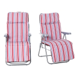 Outsunny Set of 2 Garden Sun Lounger, Outdoor Reclining Seat Cushioned Seat, Foldable Adjustable Recliner, Grey and Red