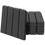 Outsunny 9 Pcs PP Interlocking Composite Deck Tile, 12" x 12" Outdoor Flooring Tiles for Indoor and Outdoor Use, Tools Free Assembly, Black