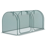 Outsunny 8' x 4' Crop Cage, Plant Protection Tent, with Two Zippered Doors and 4 Ground Stakes, for Garden, Yard, Lawn, Dark Green