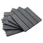 Outsunny WPC Interlocking Deck Tiles, 11 Pack 12" x 12" Outdoor Tiles, Tools Free Assembly, Waterproof and Non-slip Patio Flooring, Grey
