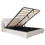 Queen Size Hydraulic Lift Storage Bed with Removable-Washable Headrests, Solid Bed Frame with Padded Cushions, 91'' L x 64'' W x 37'' H, White