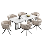 Set of 6 Velvet Dining Chairs with 4 Metal Support Legs, Swivel Upholstered Chairs with Ergonomic Support, 23'' L x 21'' W x 28.5'' H, Beige