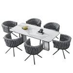 Set of 6 Velvet Dining Chairs with Ergonomic 3D Wraparound Support, Modern Swivel Chairs with Thick Padded Seat, 23'' L x 21'' W x 28.5'' H, Gray