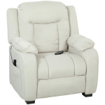 HOMCOM Massage Recliner Chair with Quiet Brushless Motor Pet-Friendly Fabric Power Recliner with 2 Memory Positions Cream White