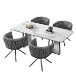 Set of 4 Velvet Dining Chairs with Ergonomic 3D Wraparound Support, Modern Swivel Chairs with Sturdy Metal Legs, 23'' L x 21'' W x 28.5'' H, Gray