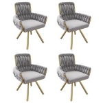 Set of 4 Velvet Dining Chairs with Upholstered Ergonomic Seat, Modern Swivel Chairs for Dining & Living Rooms, 25'' L x 25'' W x 34'' H, Gold+Gray