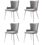 Set of 4 Velvet Dining Chairs with 4 Metal Support Legs, Upholstered Leisure Accent Chair for Modern Condos, 21.5'' L x 20.5'' W x 33.5'' H, Gray