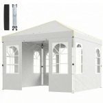 Outsunny 9.6 x 9.6 ft Pop Up Canopy Tent with Sidewalls, One Push Setup, UPF50+ Portable Instant Canopy Shelter, White