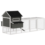PawHut 137" Wooden Chicken Coop with Chicken Run, Nesting Box, Dark Grey