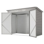 Outsunny 8 x 4FT Galvanized Garden Storage Shed, Metal Outdoor Shed with Double Doors and 2 Vents, Light Grey