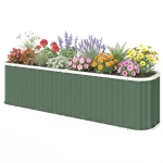 Outsunny Galvanized Raised Garden Bed, Deep Rot Planter Box, Outdoor Garden Bed with Plant Labels, 7' x 2' x 2', Light Green