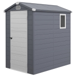 Outsunny 4.5' x 6' Plastic Garden Storage Shed with Latch Door, Vents, Sloped Roof, Dark Grey