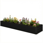 Outsunny 8'x2'x1' Galvanized Raised Bed, Large Elevated Planter Box for Growing Flowers, Herbs and Vegetables, Black