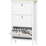 HOMCOM Narrow Shoe Cabinet with 3 Flip Drawers, Adjustable Shelves for Entryway, Holds 15-21 Pairs, White