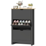 HOMCOM Shoe Storage Cabinet with 3 Flip Drawers and Adjustable Shelves for 18 Pairs of Shoes, Black