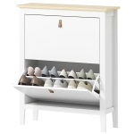 HOMCOM Narrow Shoe Cabinet with 2 Flip Drawers, Adjustable Shelves for Entryway, Holds 10-14 Pairs, White