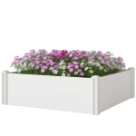Outsunny Vinyl Raised Garden Bed Kit, 3 x 3 x 1ft Modular Elevated Garden Box with Slotting Legs and Open Bottom, White