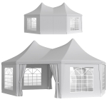 Outsunny 16' x 22' Wedding Event Party Tent High Peak Octagonal Outdoor Gazebo Canopy with Removable Walls White