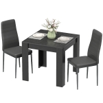 HOMCOM Dining Table Set for 2, Square Kitchen Table and Chairs, Dining Room Table and PU Leather Upholstered Chairs, Black