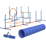 PawHut Dog Agility Training Equipment, 8PCS Dog Obstacle Course Starter Kit with Carrying Bag