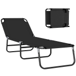 Outsunny Folding Chaise Lounge Pool Chairs, Outdoor Sun Tanning Chairs with 5-Level Reclining Back, Steel Frame for Beach, Yard, Patio, Black
