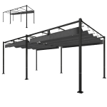 Outsunny 19' x 10' Pergola with Retractable Canopy, Patio Pergola with Sun Shade Shelter, UV50+, for Patio, Garden, Dark Grey