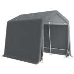 Outsunny 7.9' x 6.6' Garden Storage Tent, Patio Storage Shelter w/ Metal Frame and Double Zipper Doors, Dark Grey