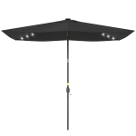 Outsunny 6.5x10ft Patio Umbrella, Rectangle Tilt Outdoor Market Parasol with LEDs, Black
