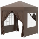 Outsunny 6.6'x6.6' Pop Up Canopy Tent with Sidewalls, Instant Sun Shelter Camping Gazebo with Carry Bag, Coffee