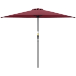 Outsunny 9ft Half Round Umbrella Outdoor Patio Garden Balcony Parasol Window Sun Shade w/ 5 Ribs Wine Red