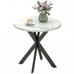 HOMCOM 29" Dining Table, Contemporary Round Kitchen Table with Steel Legs, White Marble-Effect