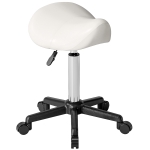 HOMCOM Saddle Stool, Adjustable Rolling Stool, White