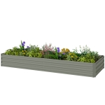 Outsunny 8 x 3 x 1ft Galvanized Raised Garden Bed, Metal Elevated Planter Box for Growing Flowers, Herbs, Succulents, Light Grey