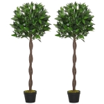 Outsunny 4FT Artificial Laurel Tree Set of 2, Lifelike Fake Plant with 564 Leaves, Potted Fake Plant for Home Office Decor, Green