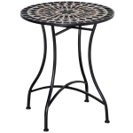 Outsunny Mosaic Patio Table, Round Coffee Table with Metal Frame, Garden Furniture for Outdoor, Poolside, Black