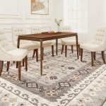 HOMCOM Machine Washable Area Rug 4x6, Non-Slip Boho Flannel Print Floor Carpet for Living Room, Bedroom, Dining Room, Brown