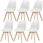 HOMCOM Modern Dining Table Chairs Set of 6, Rubber Wood Kitchen Table Chairs with PU Leather Cushion for Living Room, Bedroom