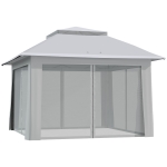 Outsunny 12' x 12' Foldable Pop-up Party Tent Instant Canopy Sun Shade Gazebo Shelter with Steel Frame, Light Grey