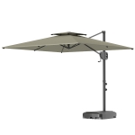 Outsunny Square Cantilever Patio Umbrella, Double Top Patio Hanging Offset Umbrella with Crank & Tilt, 8' x 9', Light Grey