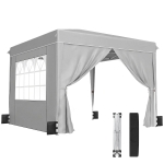 Outsunny 10 x 10 ft Pop Up Canopy Tent with Sidewalls, UPF50+ Outdoor Portable Instant Canopy Shelter with Carry Bag, Light Gray