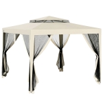 Outsunny 10' x 10' Canopy Tent, Party Tent with Mesh Netting and Double Tier Roof for Backyard, Garden, Patio, Outdoor, Beige