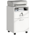 HOMCOM 24" Vertical Filing Cabinet with Lockable Drawer, Mobile File Cabinet with 2 Keys, Wheels for Home Office, White
