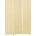 HOMCOM Woven Bamboo Room Divider, 3 Panel Folding Indoor Privacy Screens for Home Office, Natural Wood