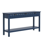 Modern Entryway Table with Bottom Shelf and Iron Handles, Multi-Functional Console with Wide Surface, 60'' L x 15.5'' W x 31'' H, Navy Blue